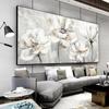Modern Abstract White and Golden Flower Canvas Painting Prints and Posters Wall Art Pictures for Living Room Home Decor No Frame