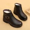 Winter Snow Cotton Shoes Women Plus Velvet Thickened Short Boots Leather Shoes Non-slip Soft Flat Cotton Boots Women