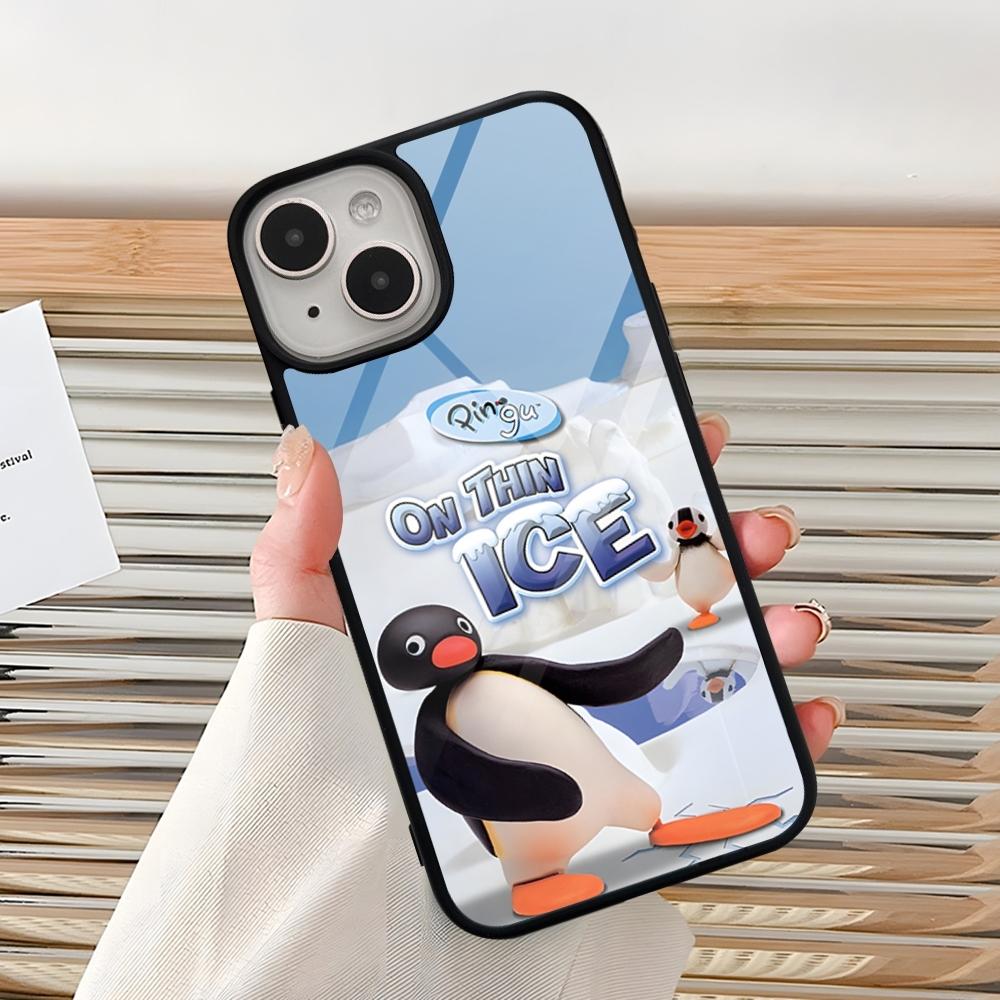 Мультяшный чехол для телефона с пингвином Пингу для iPhone 16 Pro 15 Pro Max 14 12 11 13 Mini 8 7 Plus X Xs XR, PC+TPU, Дизайнерская крышка