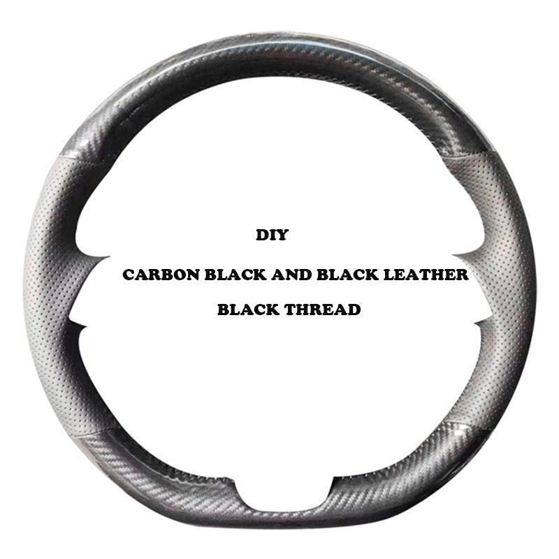 EEJQ9 For Hyundai I30 Elantra Touring 2009-2011 Customize Hand-stitched Fully Covered Black Leather Car Steering Wheel Cover Interior