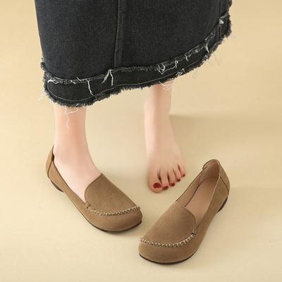 Мода 2025 Новая Мода Женские Балетки Круглый Носок Низкий Каблук Легкие Плоские Обувь На Один Шаг С Мелким Вырезом Высококачественная Резиновая Подошва