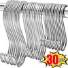 30/10Pcs Stainless Steel S-Shaped Hook Bags Clothes Caps Towels S Hooks Plants Hanging Hangers Kitchen Bathroom Storage Holders