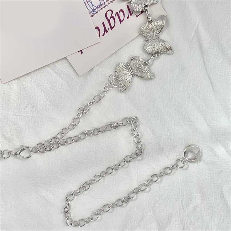 Y2K Butterfly Tassel Metal Waist Chain Single Layer Body Chain Women'S Party Jewelry Gift