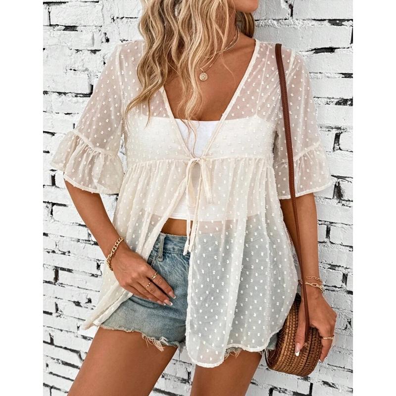 Women Summer Chiffon Boho Beach Bikini Cover Cardigan Top Sunscreen Shirt Blouse