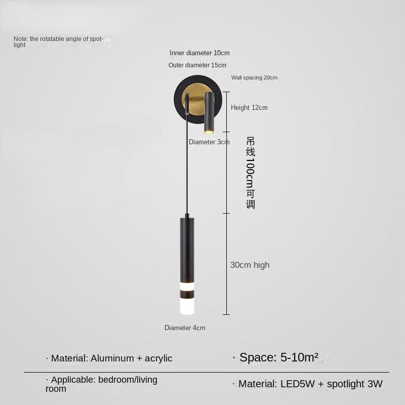 Настенный светильник поставляется с прожектором для гостиной. Настенный светильник. Креативная подвесная линия. Современный минималистичный свет. Роскошное освещение. Прикроватная лампа для спальни.