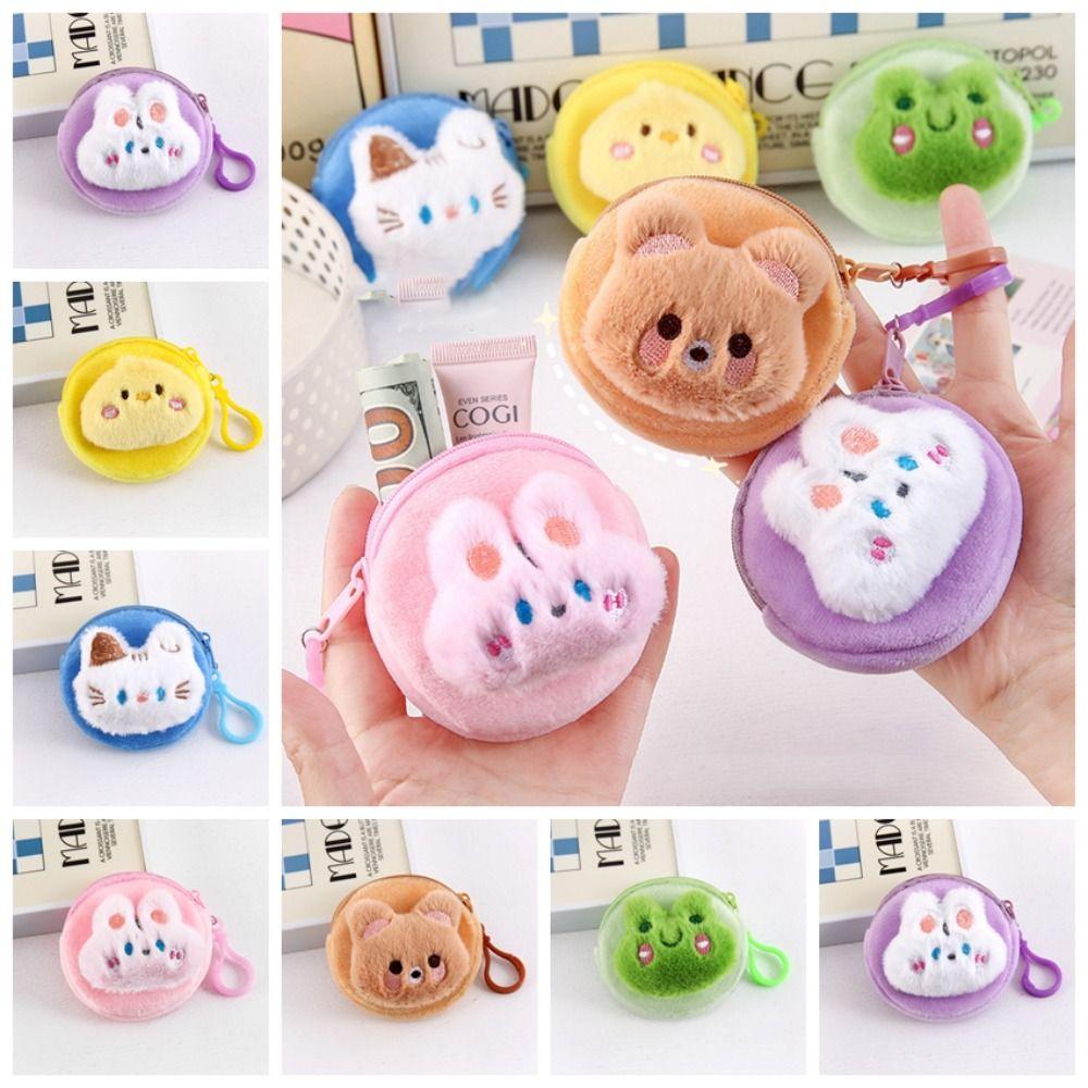 Mini Cartoon Plush Coin Purse Cute Lipstick Storage Bag Durable Headphone Bag Travel