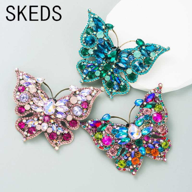 SKEDS Женские Роскошные Броши-Булавки с Полным Кристальным Узором Бабочка Винтажные Классические Серия Насекомых Хрустальная Булавка Для Женской Вечеринки Ювелирное Изделие