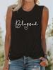 Женская майка без рукавов с принтом Blessed, белая футболка, летняя новинка, однотонная, сексуальная, новая мода, с круглым вырезом