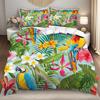 Colorful Parrots Flower 3D Printed Quilt Cover Set Tropical Rainforest Style Duvet Cover Soft Comfortable Bedding Set Pillowcase