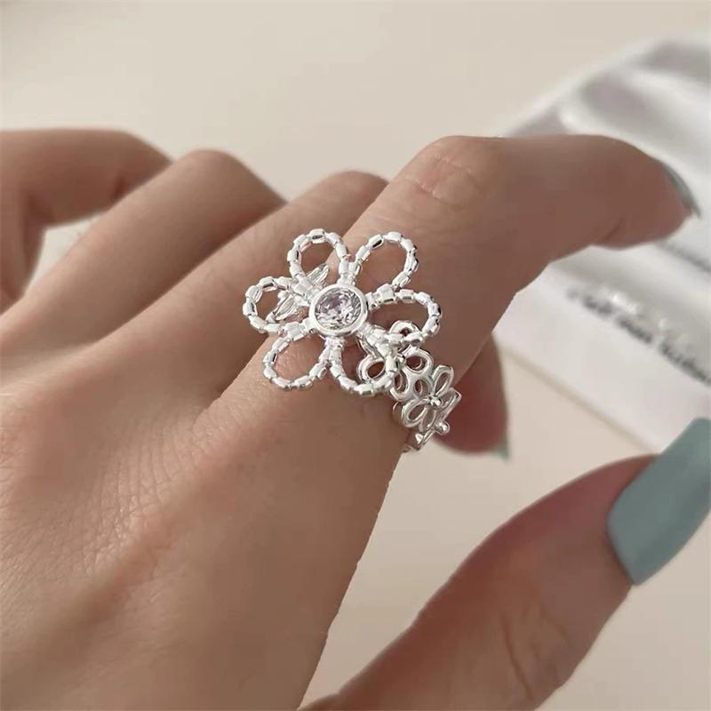 Geometric Handmade Irregular Flower Open Rings For Women Fashion New Jewelry Gift Party Daily Wholesale anillos