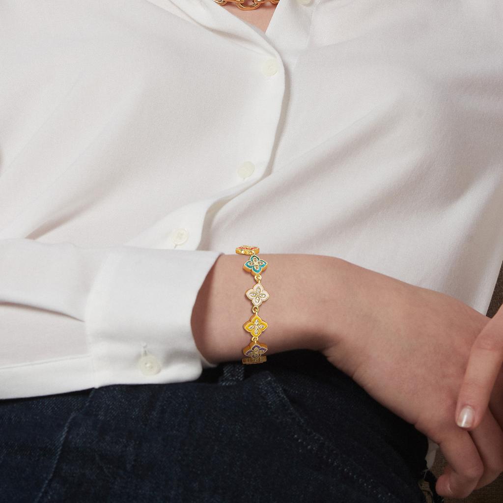 Vnox Роскошные браслеты-клевер с четырьмя листьями для женщин, девушек, цветной цветочный винтажный браслет, подарок любви для жены, ее девушки