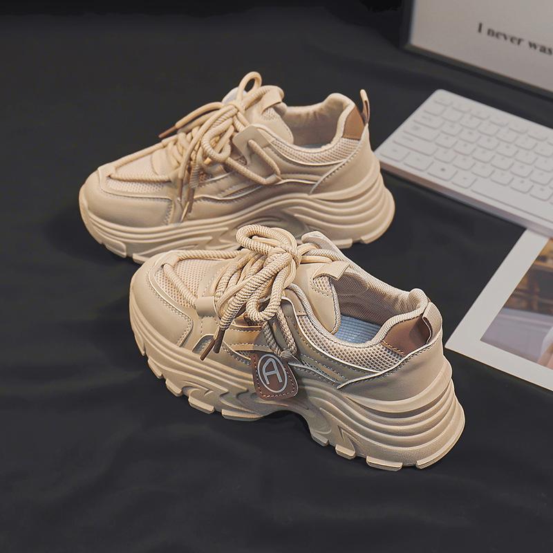 Platform Dad Shoes Women's Spring and Autumn New Mesh Breathable Ins All-Matching Hong Kong Style Comfortable Casual Sports Shoes