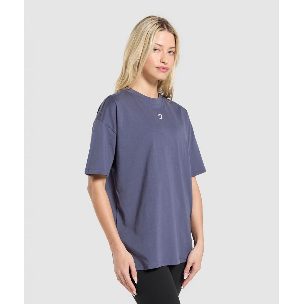 Gymshark Trace Graphic Oversized T shirT weighTed Purple B4b3p Pb7p