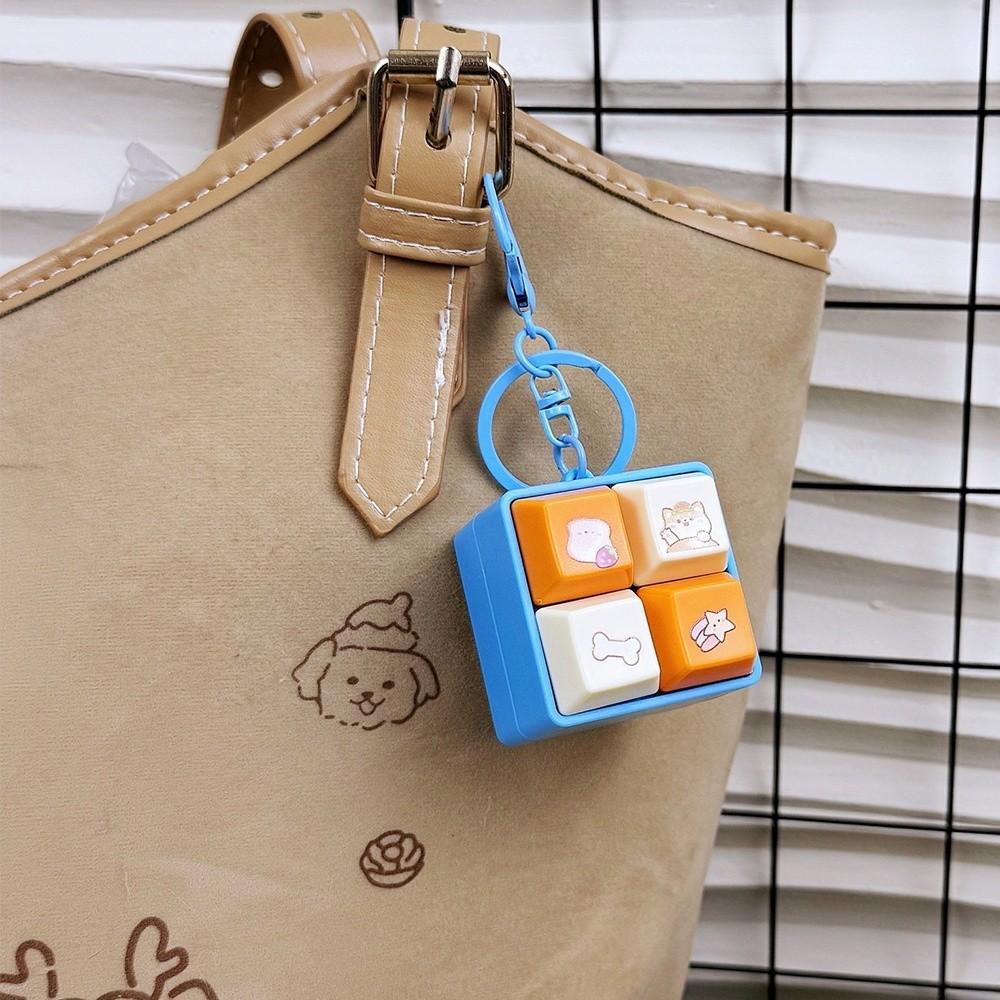 Keys Button Fidget Keychain Cartoon Four-square Keychain Relaxing Finger Keyboard Caps