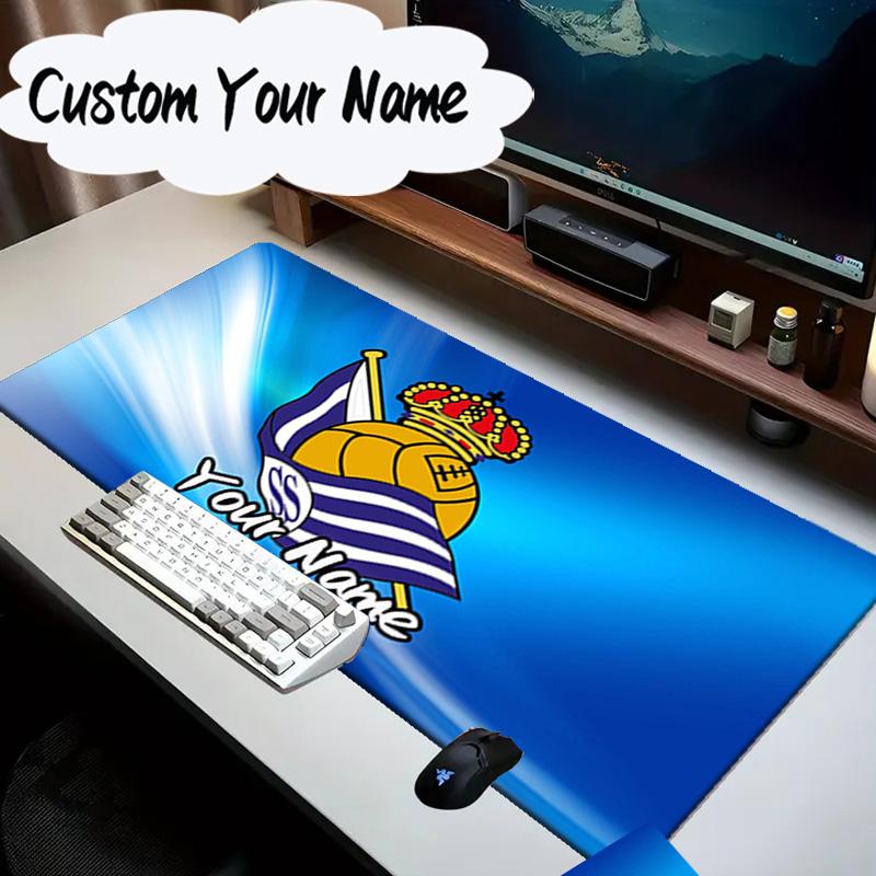 Custom Name Mouse pad Crown And Soccer Ball Sociedad Mouse Pad Desk Mat, Non-Slip Rubber Backer Pad For Computer Notebook Gaming Mouse Pad Gift