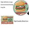 Hot Dog Fresh Hamburgers Metal Signs BBQ Vintage Posters Home Kitchen Wall Decor Iron Plate Painting Fast Food Shop Plaques