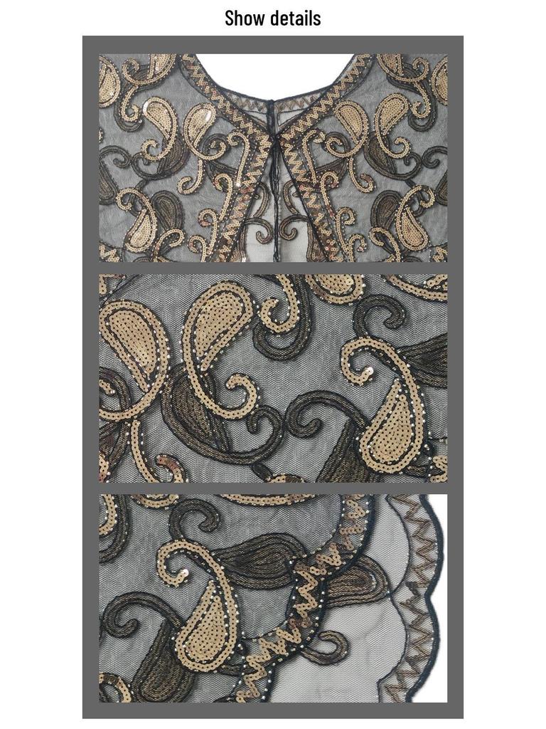 Женская шаль из сетки с пайетками большого размера - Вышитый кардиган без рукавов с бисером и куртка от солнца