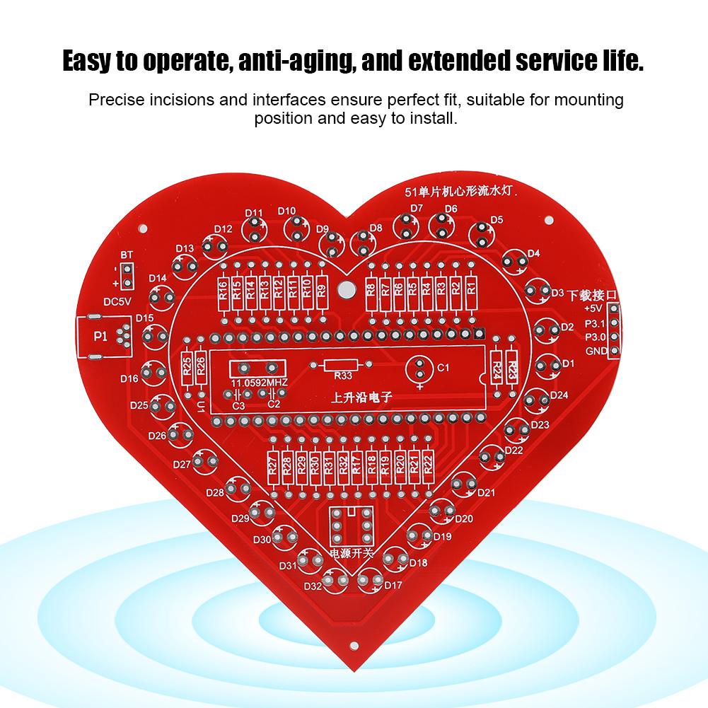 DIY Colorful MCU Module Heart Shaped Lamp Light Electronic Circuit Board Kit