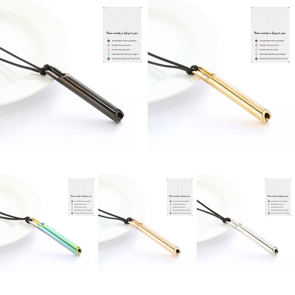 For Anxiety Relief Mindful Breathing Necklace Stress Anxiety Whistle Necklace Yoga Sports