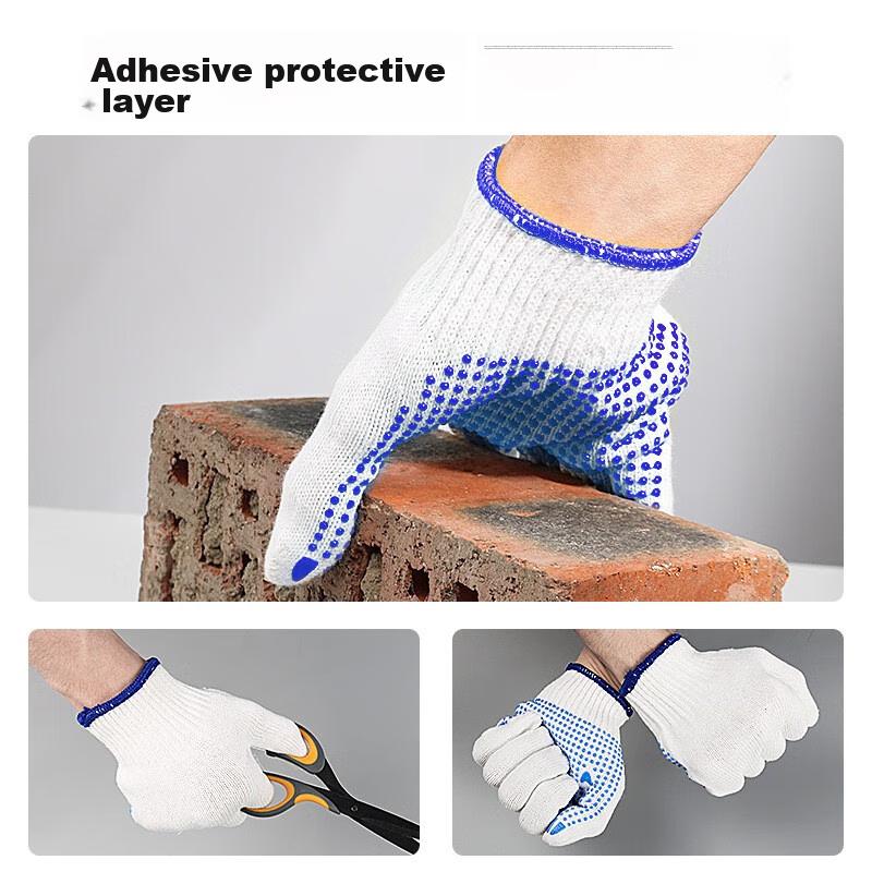 Qianyu 12 Pairs of Thick Work Gloves, Durable Cotton Work Gloves for Construction Sites, Random Colors