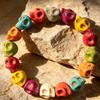 Bone Stone Skull Beaded Bracelet Acrylic Elastic Bangle Skeleton Beaded Bracelet  Friend Gift