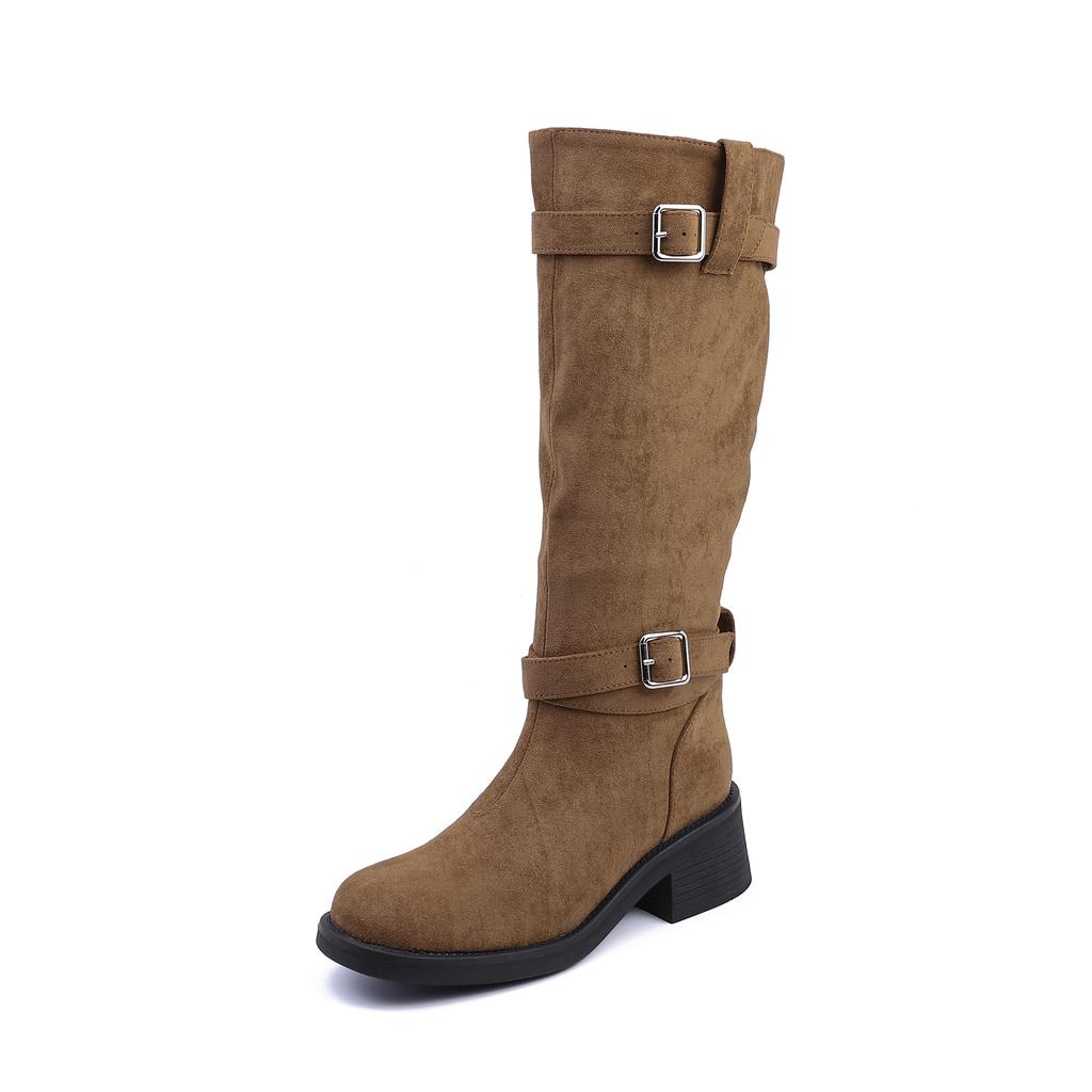 Зимние новые рыцарские сапоги модные сапоги-чулки интернет-знаменитости с длинным голенищем до колена на толстой подошве женские универсальные повседневные