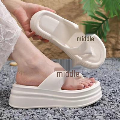 Шлепанцы с цветами 2024: Женские милые летние сандалии-вьетнамки на платформе с толстой подошвой