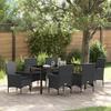 vidaXL 7-piece Garden Dining Set with Black Rattan Cushions 3379776
