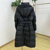 Solid Color Casual Hooded Long Down Coat Knee-length Thickened Slim-fit Slimming Waist Warm Down Coat