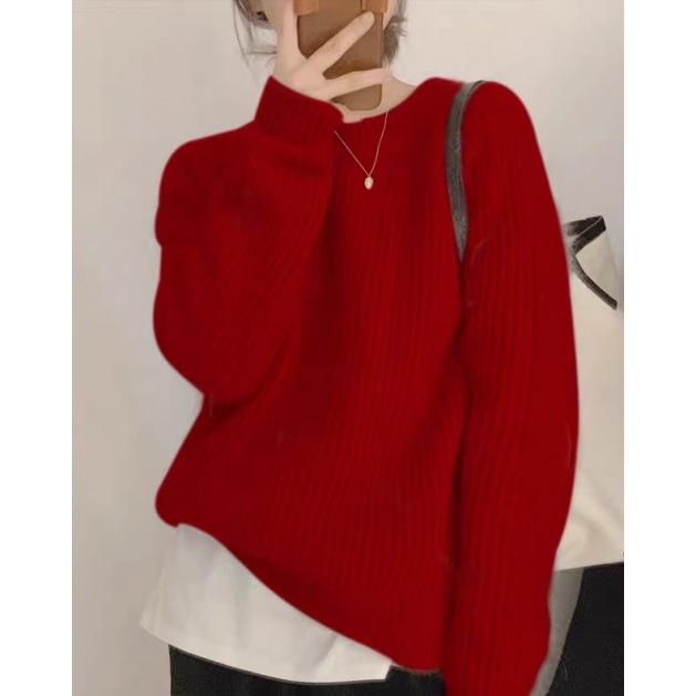 Женский трикотаж с рукавами реглан и круглым вырезом - Свитер для многослойности Осень/Зима 2025, Топ в ленивом стиле