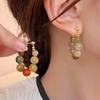 A Pair of Retro Elegant Smart Colored Agate Beaded Drop Earrings for Women