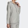 Adidas Однотонный спортивный кардиган с капюшоном и логотипом, женские толстовки светло-серого цвета EA2545