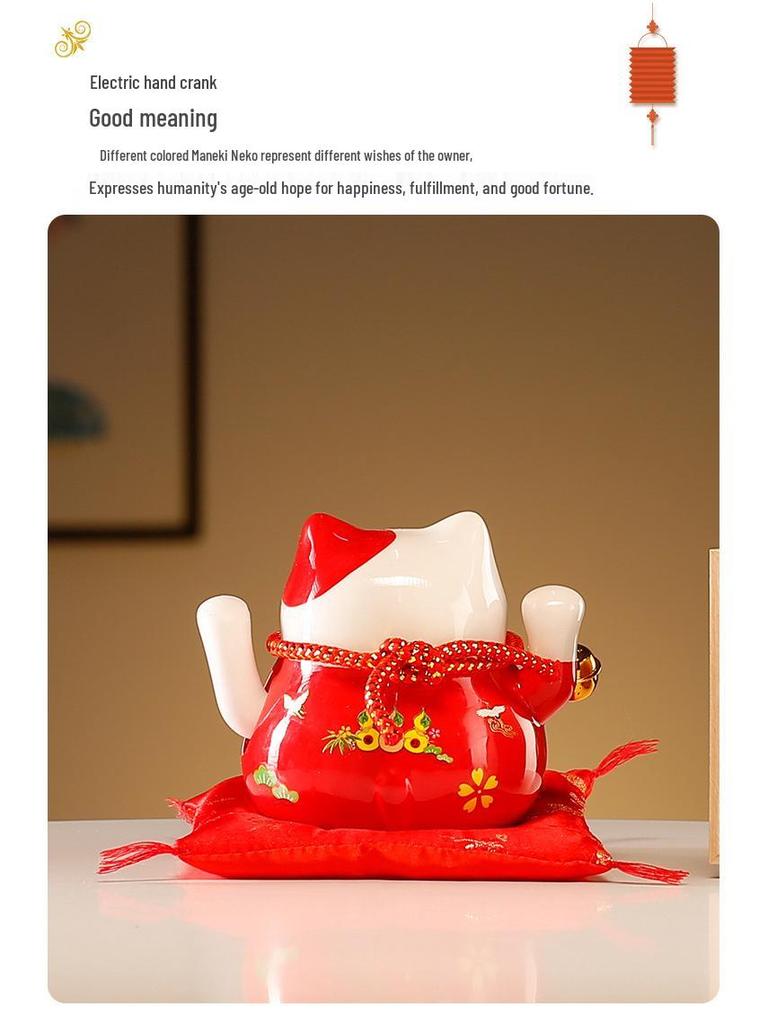 Fortune Cat Figurine Set: Automatic Waving Hand Decoration for Shop and Home