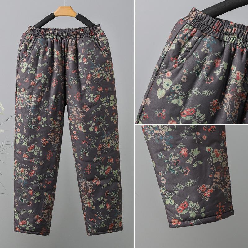 Утепленные брюки из утолщенного хлопка осенне-зимние широкие брюки свободные повседневные женские брюки большого размера