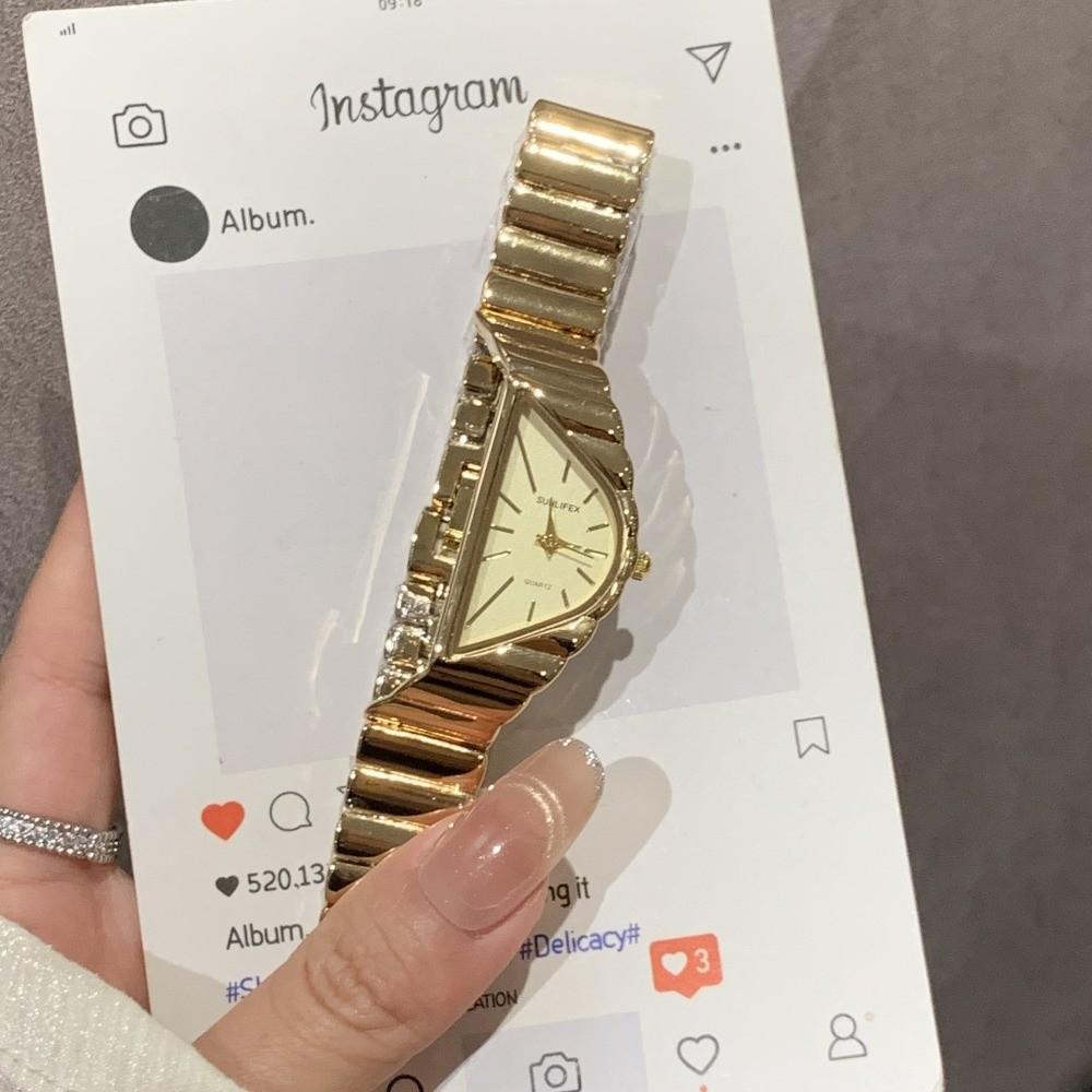 Irregular Niche Women's Watch Gold Chain Elegant Luxury Ladies' Wristwatch Half-Moon Dial Fashion Jewelry Quartz Watch Business
