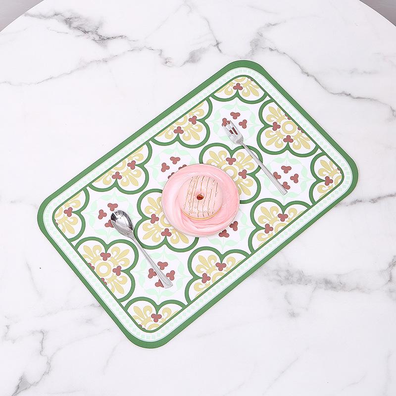 Scandinavian Countryside Placemats - Heatproof Waterproof Table Decor, Luxury Square Floral Print Coasters for Dining & Kitchen