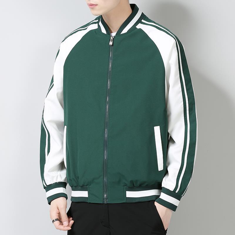 Весенне-осенняя бейсбольная майка, мужская свободная повседневная спортивная куртка, мужская трендовая бейсбольная куртка с полосатым воротником и цветовым сочетанием