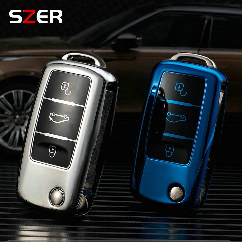 3-кнопочный чехол-футляр из ТПУ для автомобильного ключа Volkswagen Vw Polo Golf Passat Tiguan Beetle Caddy T5 Up Eos Skoda Octavia Seat Leon Altea