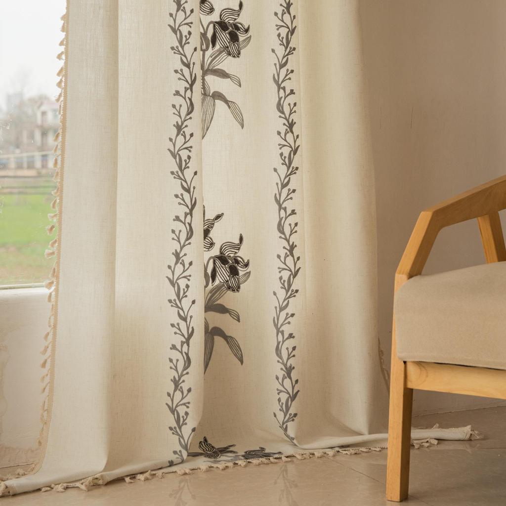 European Classical Floral Blackout Sheer Curtains for Balcony, Living Room, Bedroom, Bay Window