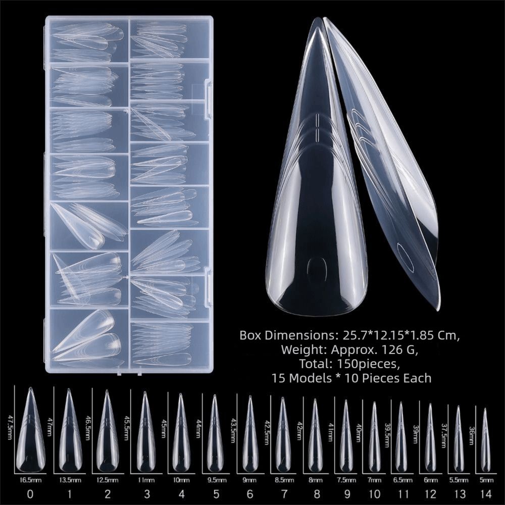 150Pcs Reusable Full Cover Nail Tips Transparent Space Nail Forms NEW French Tip Forms Nail Art