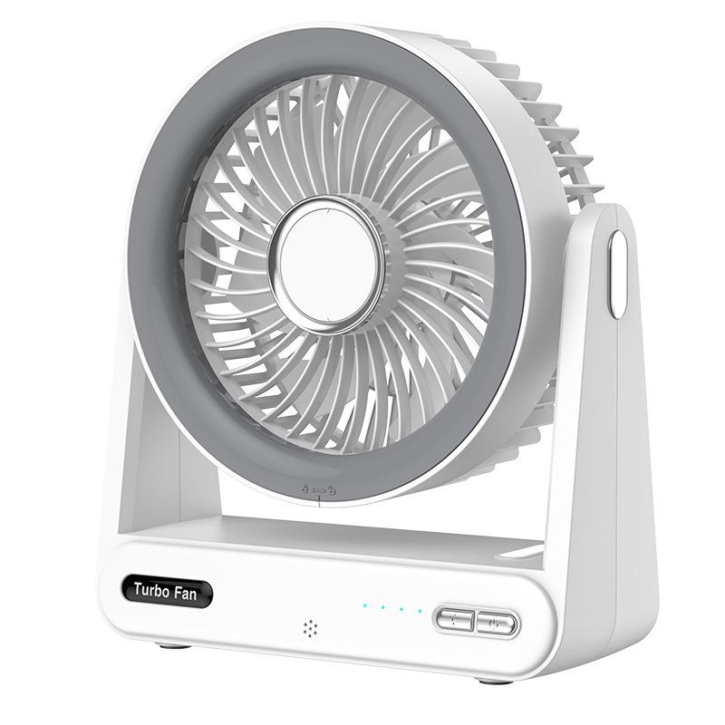 Rechargeable USB Desktop Fan with Voice Control, Timer, Light & Portable for Outdoor Camping