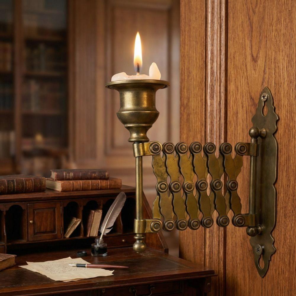 Creative Vintage Retractable Candle Holder Adjustable Telescopic Wall-Mounted Candlestick Stable Candlestick Rack Living Room