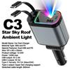 Upgraded 120W PD+USB Quick Charger with 2 Retractable Cable Fast Charging Car Phone Charge with Ambient Light Car Roof Light 4in1 Power Adapter