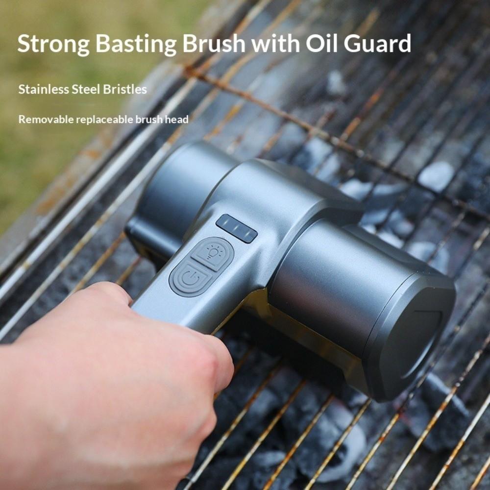 with LED Light Cordless BBQ Grill Brush Rechargeable BBQ Rotating Brush Barbecue