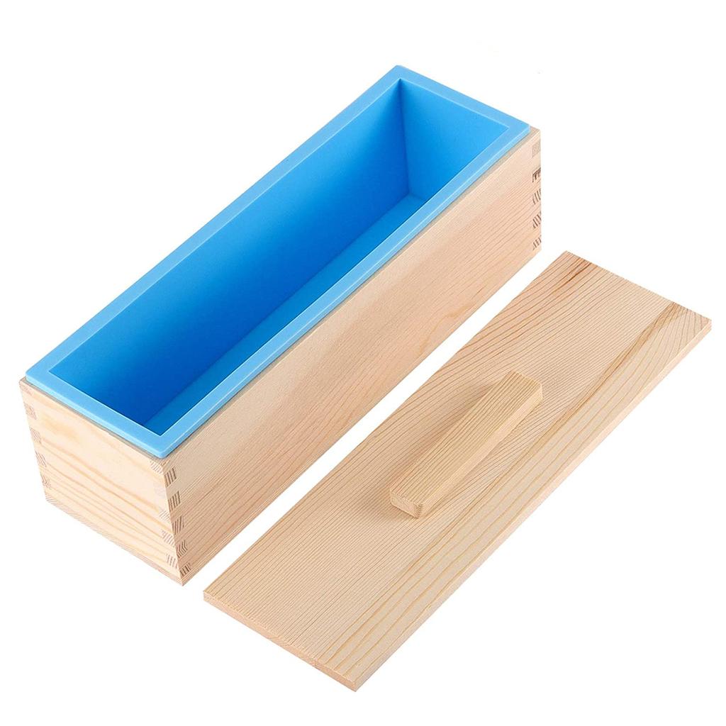 Силиконовая форма для мыла Leeseph, инструменты для самостоятельного изготовления мыла - гибкая прямоугольная форма для буханки поставляется с деревянной коробкой и деревянной крышкой