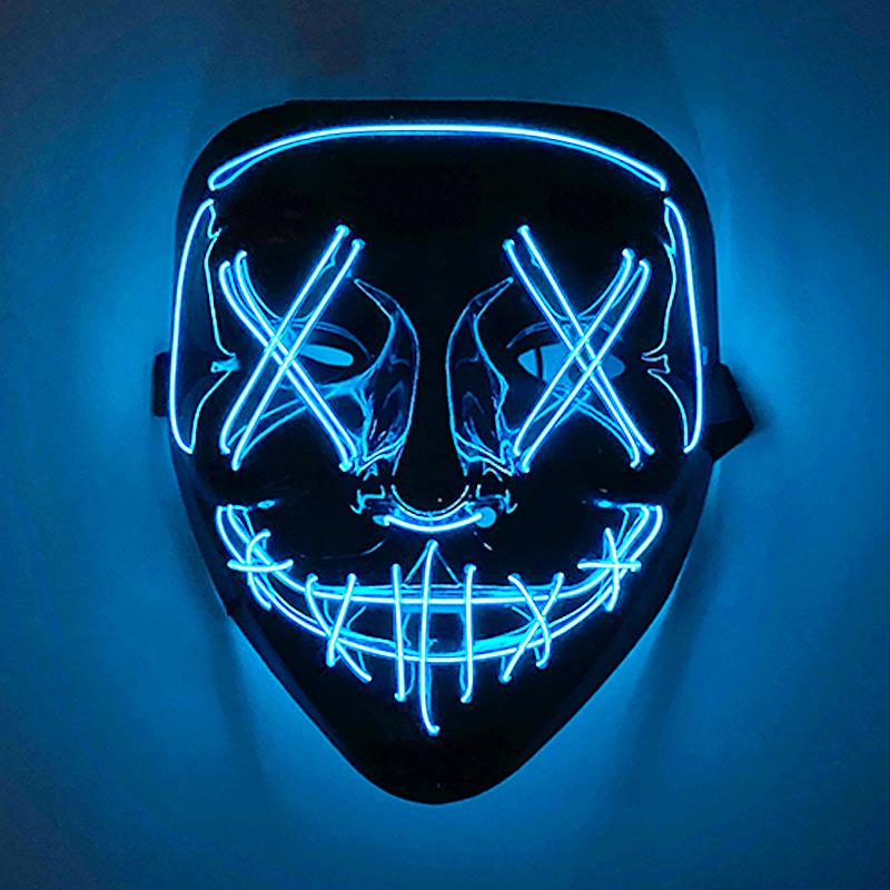 Japanese Kabuki Fox LED Mask Neon Light Up Full Face Mask Anime Cosplay Costume Halloween Carnival Festival Haunted House Props
