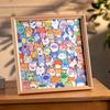 Cartoon Cat Wooden Coloring Puzzle Kit with Photo Frame Marker Pens DIY Hand-Painted Irregular Jigsaw Puzzle Toy Decoration Ornament