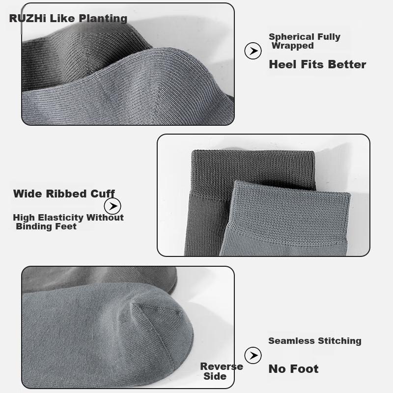Ruzhi Men's Socks, Summer 100% Pure Cotton Mid-Calf Socks, Odor-Resistant, Breathable, Seamless, Anti-Pilling Business Long Socks