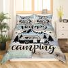 Happy Camping Duvet Set Retro Style Bedding Set Three-Piece Set
