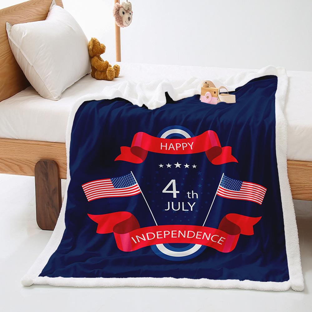 Independence Day 2D Digital Printing Thickened Lamb Fleece Crystal Fleece Blanket